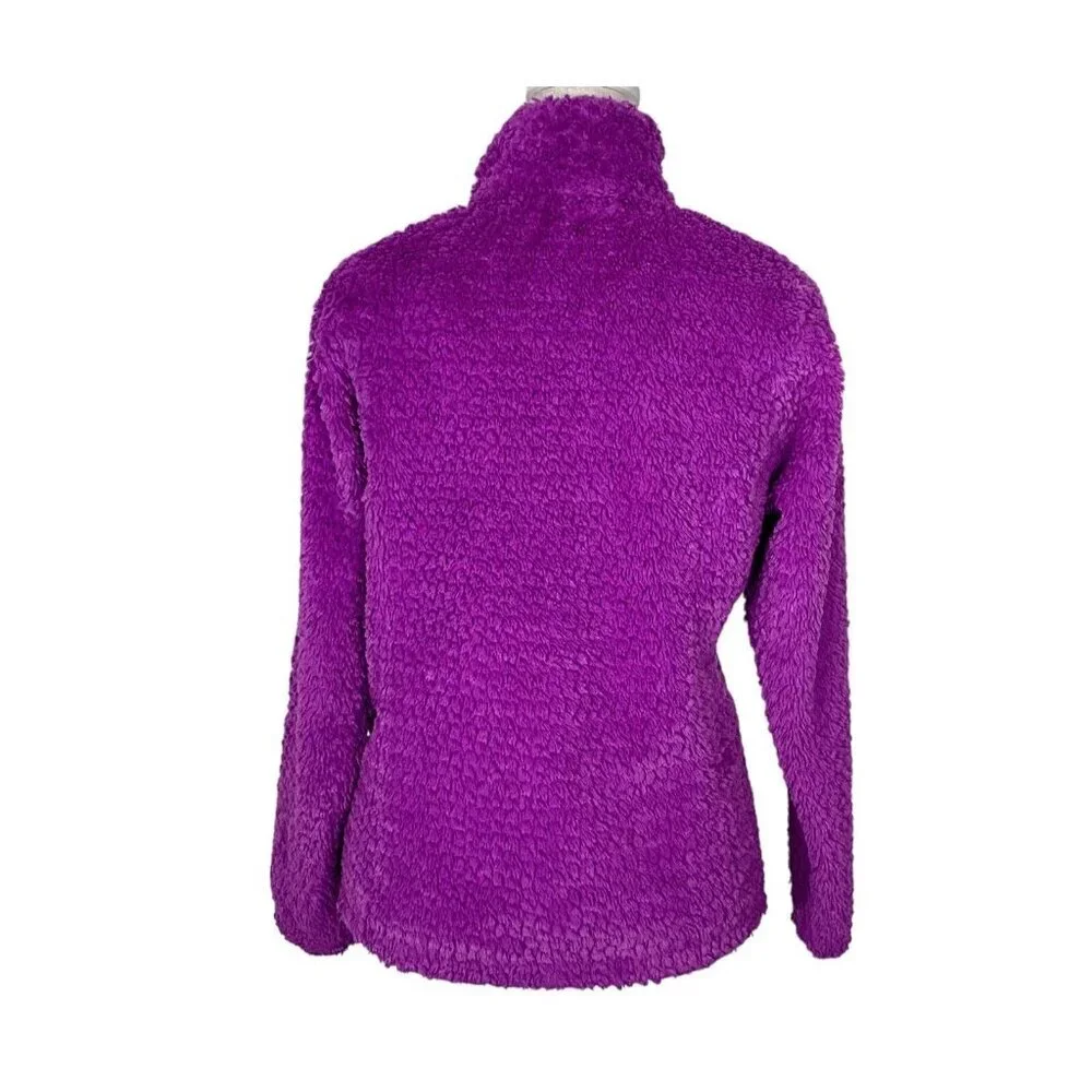THE‎ NORTH FACE Girls Fuzzy Fleece Jacket Sz L Purple Full Zip Winter hg14